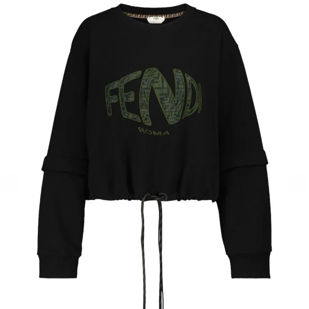 FENDI Fisheye Crop Jersey Sweatshirt 'Black'